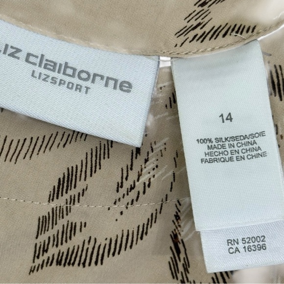 Vintage Silk Floral Maxi Sun Dress Size 14 Tan Red 90s Liz Claiborne - Picture 6 of 8